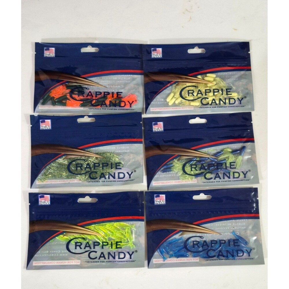 Crappie Bluegill Pan Fish Trout Crappie Candy Soft Plastic Baits 6pk's Lot #3